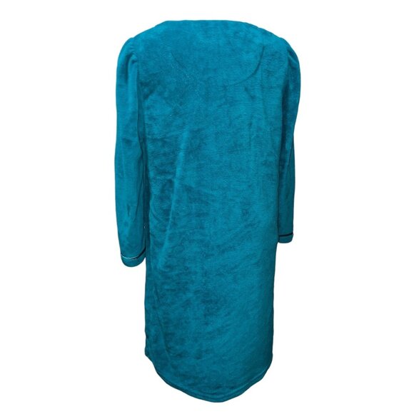 Vintage Rebecca Malone Blue Velour Floral Embroidered Sleep Nightgown Robe Sz XL - Picture 4 of 16